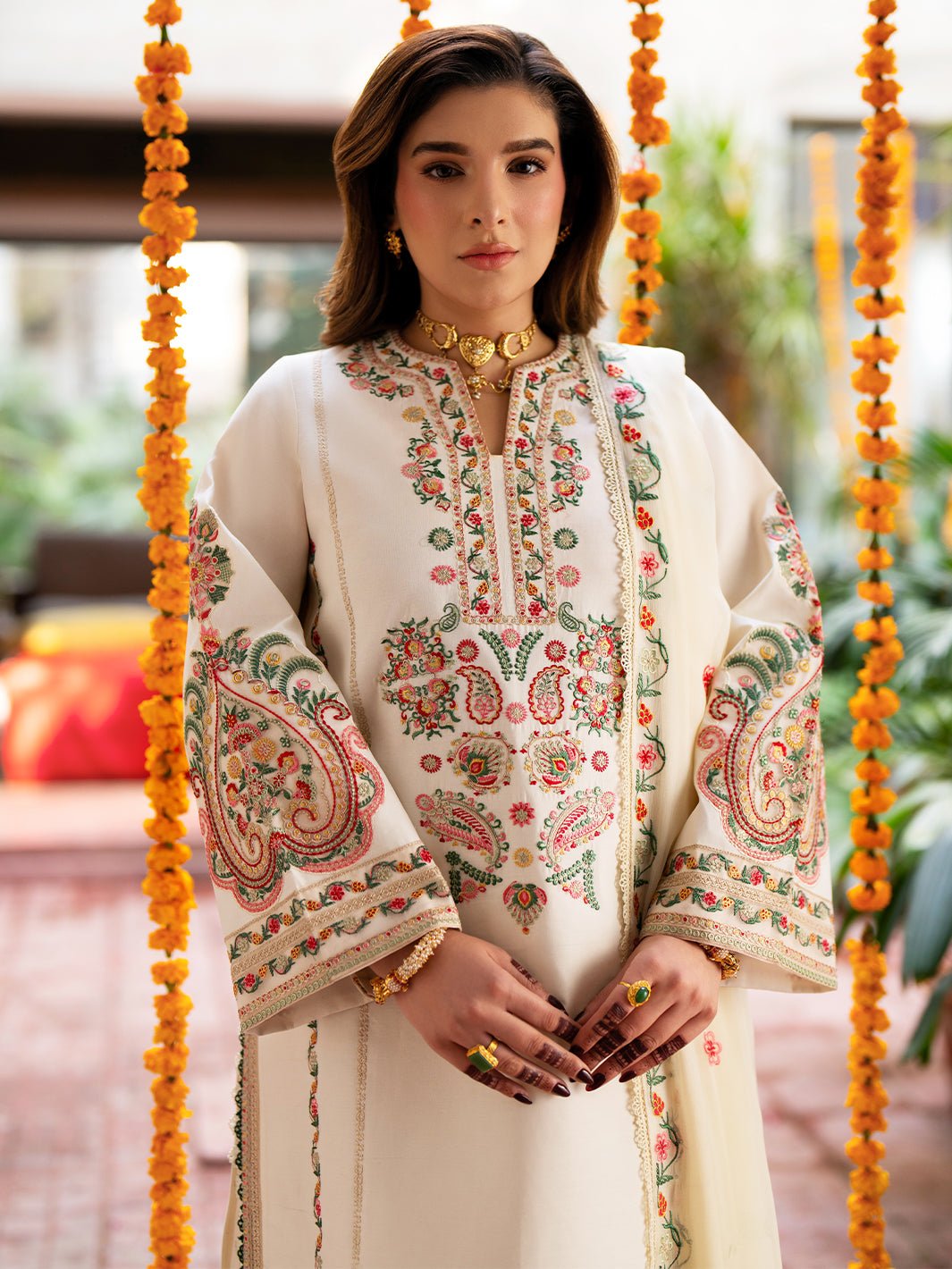 Mahnur | Satrangi Lawn 26 | ST-07-Brand:Mahnur-Type:Ladies Clothes-Ivory-Lawn-House of Maryam- Buy in UK, USA
