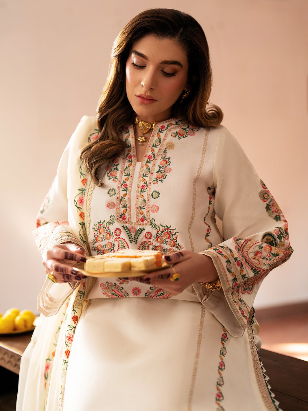 Mahnur | Satrangi Lawn 26 | ST-07-Brand:Mahnur-Type:Ladies Clothes-Ivory-Lawn-House of Maryam- Buy in UK, USA