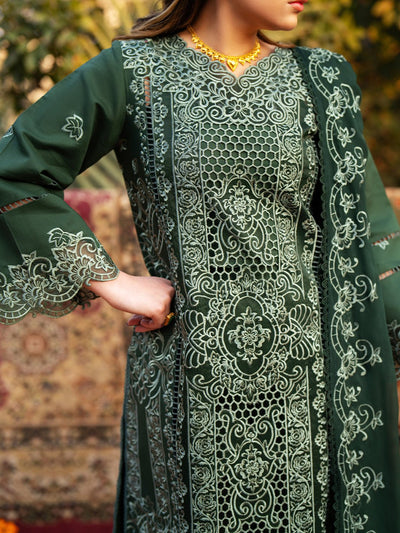Mahnur | Satrangi Lawn 26 | ST-08-Brand:Mahnur-Type:Ladies Clothes-Olive Green-Lawn-House of Maryam- Buy in UK, USA