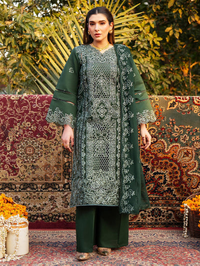 Mahnur | Satrangi Lawn 26 | ST-08-Brand:Mahnur-Type:Ladies Clothes-Olive Green-Lawn-House of Maryam- Buy in UK, USA