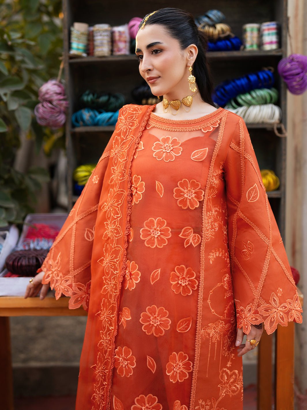 Mahnur | Satrangi Lawn 26 | ST-09-Brand:Mahnur-Type:Ladies Clothes-Orange-Lawn-House of Maryam- Buy in UK, USA