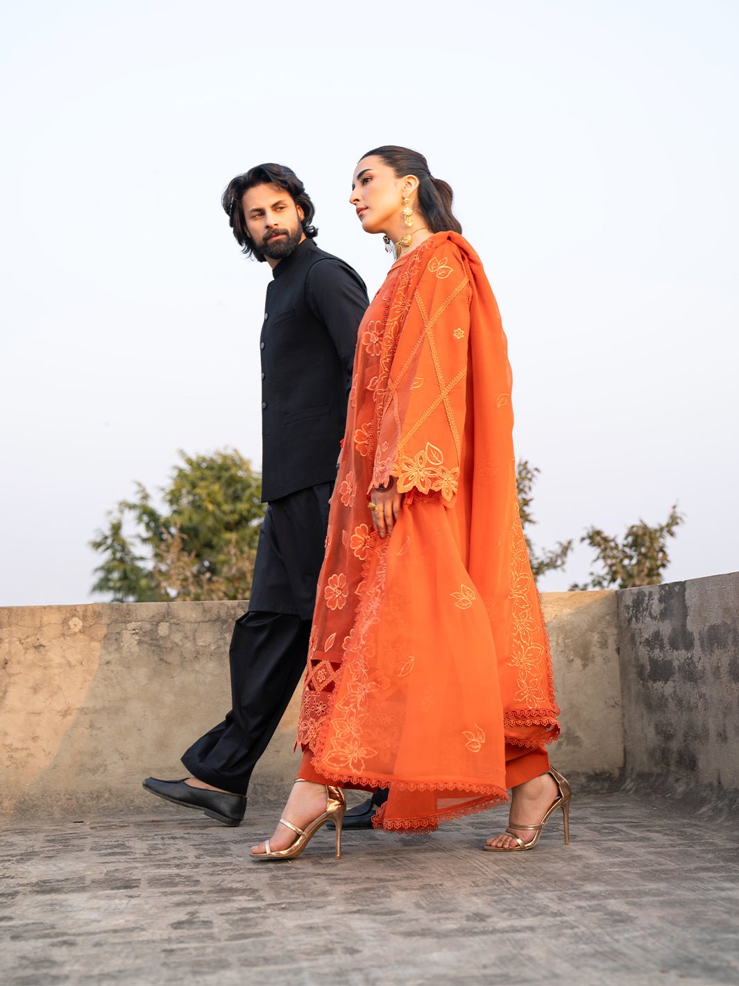 Mahnur | Satrangi Lawn 26 | ST-09-Brand:Mahnur-Type:Ladies Clothes-Orange-Lawn-House of Maryam- Buy in UK, USA