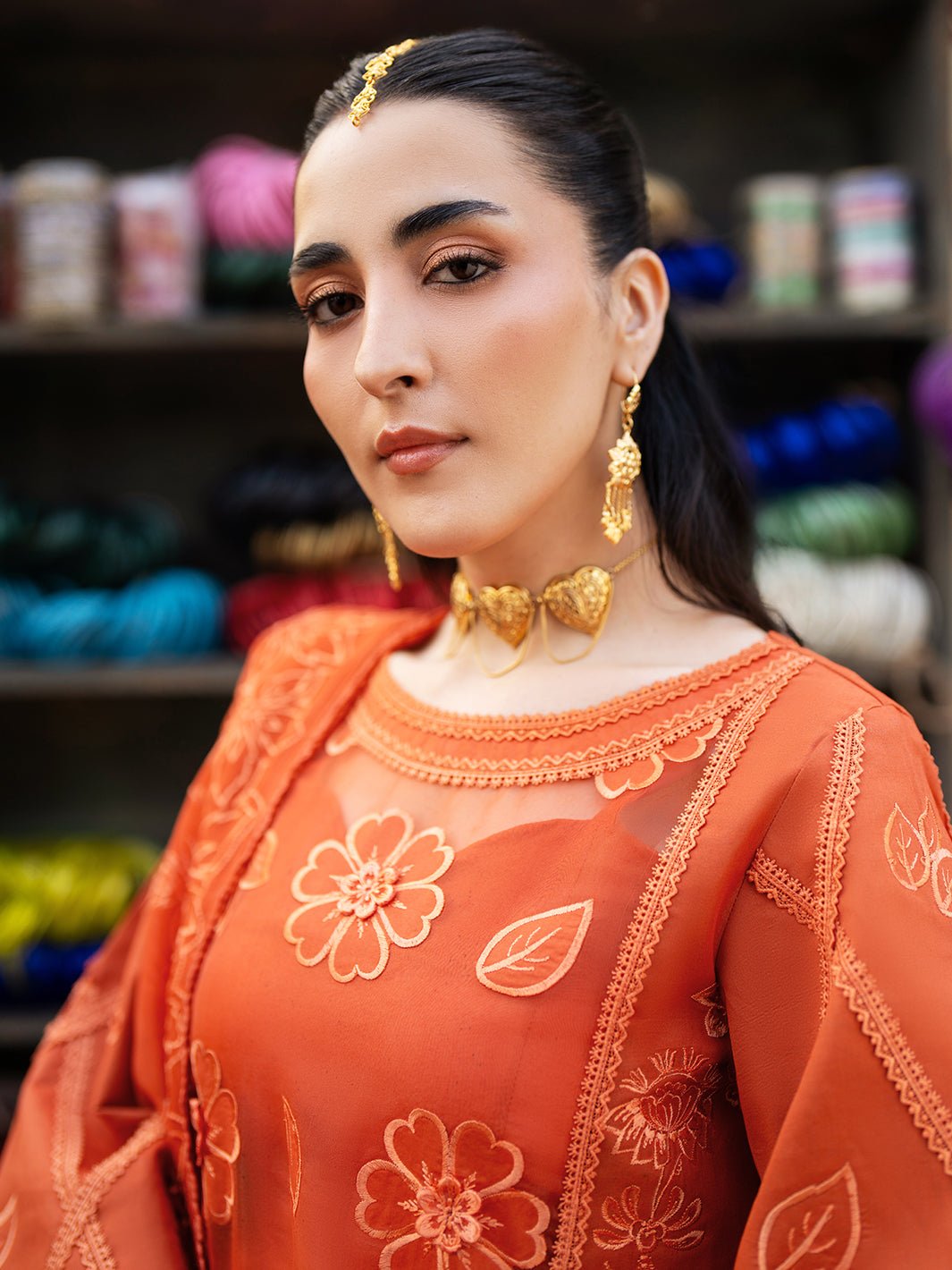 Mahnur | Satrangi Lawn 26 | ST-09-Brand:Mahnur-Type:Ladies Clothes-Orange-Lawn-House of Maryam- Buy in UK, USA