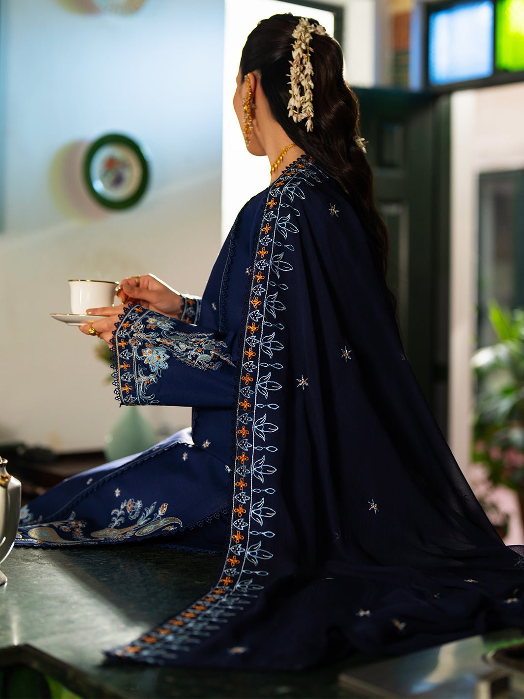 Mahnur | Satrangi Lawn 26 | ST-10-Brand:Mahnur-Type:Ladies Clothes-Navy-Lawn-House of Maryam- Buy in UK, USA