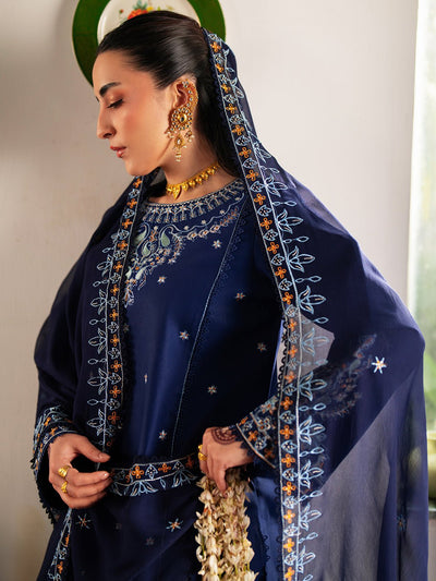 Mahnur | Satrangi Lawn 26 | ST-10-Brand:Mahnur-Type:Ladies Clothes-Navy-Lawn-House of Maryam- Buy in UK, USA