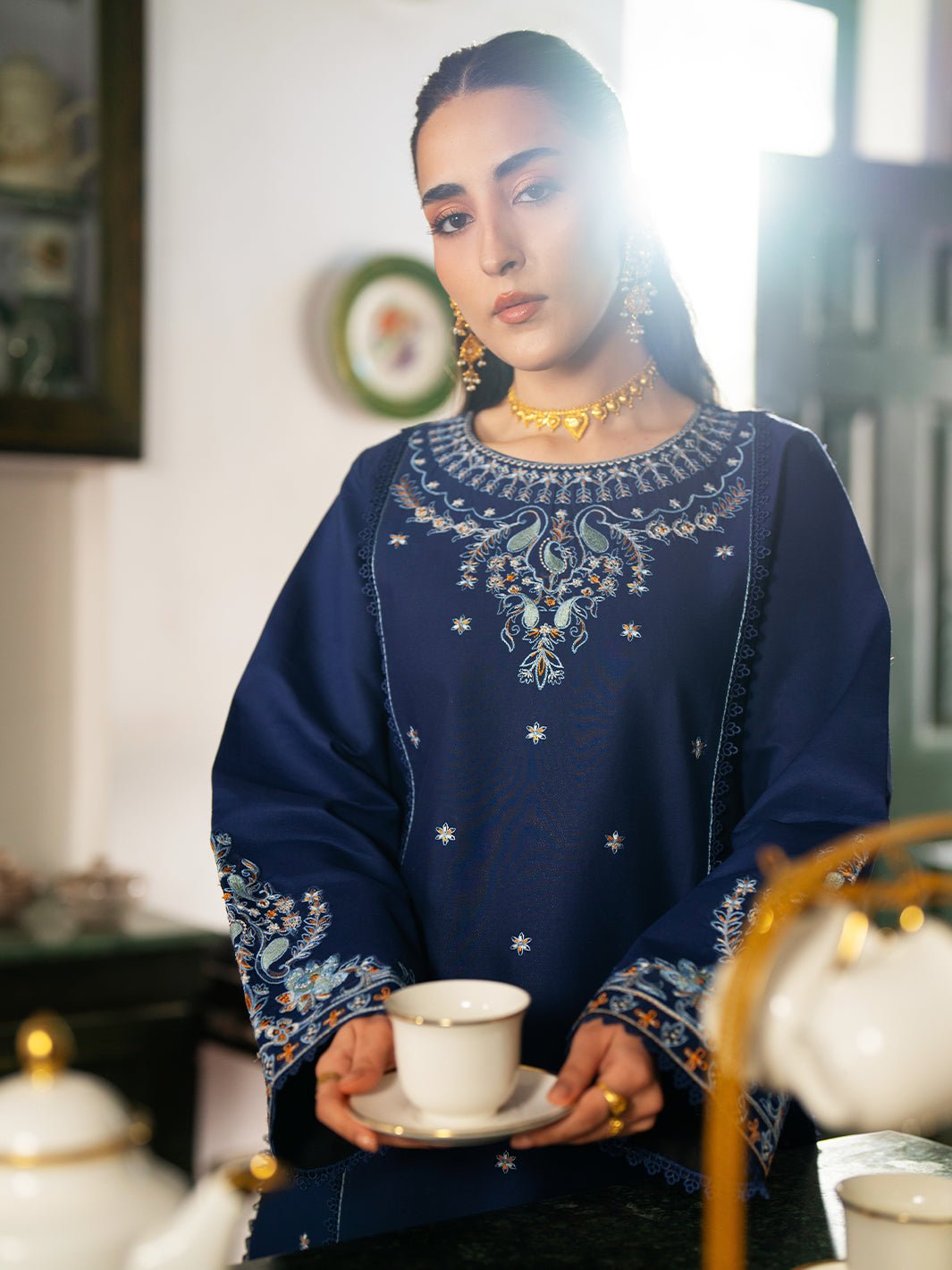 Mahnur | Satrangi Lawn 26 | ST-10-Brand:Mahnur-Type:Ladies Clothes-Navy-Lawn-House of Maryam- Buy in UK, USA