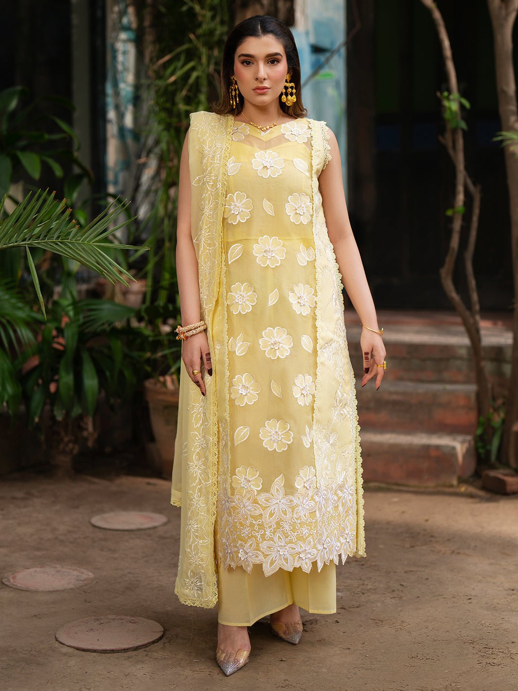 Mahnur | Satrangi Lawn 26 | ST-11-Brand:Mahnur-Type:Ladies Clothes-Butter Yellow-Lawn-House of Maryam- Buy in UK, USA