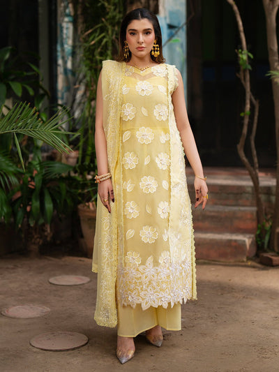 Mahnur | Satrangi Lawn 26 | ST-11-Brand:Mahnur-Type:Ladies Clothes-Butter Yellow-Lawn-House of Maryam- Buy in UK, USA