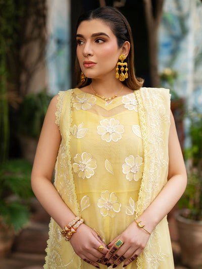 Mahnur | Satrangi Lawn 26 | ST-11-Brand:Mahnur-Type:Ladies Clothes-Butter Yellow-Lawn-House of Maryam- Buy in UK, USA