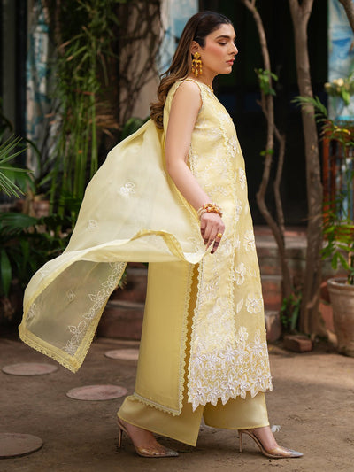 Mahnur | Satrangi Lawn 26 | ST-11-Brand:Mahnur-Type:Ladies Clothes-Butter Yellow-Lawn-House of Maryam- Buy in UK, USA