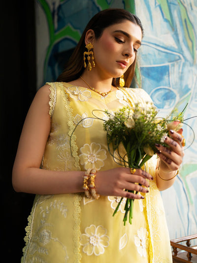Mahnur | Satrangi Lawn 26 | ST-11-Brand:Mahnur-Type:Ladies Clothes-Butter Yellow-Lawn-House of Maryam- Buy in UK, USA
