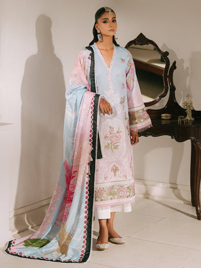 Mahnur | Shanaya Luxury Lawn 25 | Abeer-Brand:Mahnur-Type:Ladies Clothes-Ice Blue-Lawn-House of Maryam- Buy in UK, USA