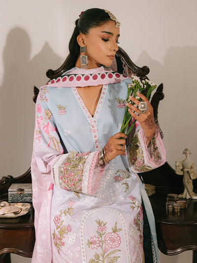 Mahnur | Shanaya Luxury Lawn 25 | Abeer-Brand:Mahnur-Type:Ladies Clothes-Ice Blue-Lawn-House of Maryam- Buy in UK, USA