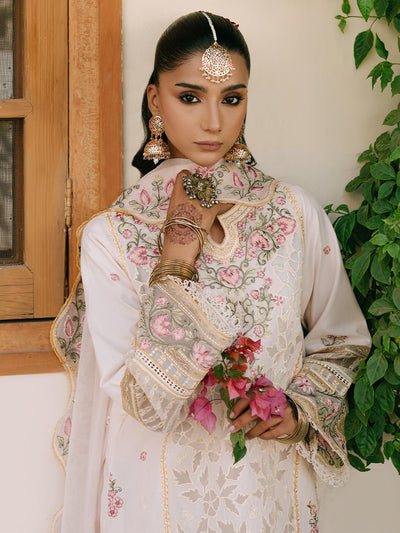 Mahnur | Shanaya Luxury Lawn 25 | Elnaz-Brand:Mahnur-Type:Ladies Clothes-White-Lawn-House of Maryam- Buy in UK, USA