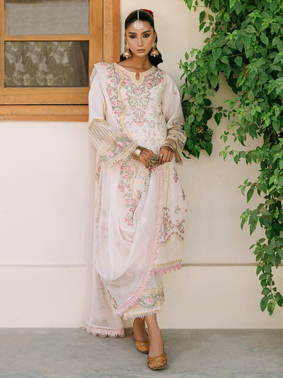 Mahnur | Shanaya Luxury Lawn 25 | Elnaz-Brand:Mahnur-Type:Ladies Clothes-White-Lawn-House of Maryam- Buy in UK, USA
