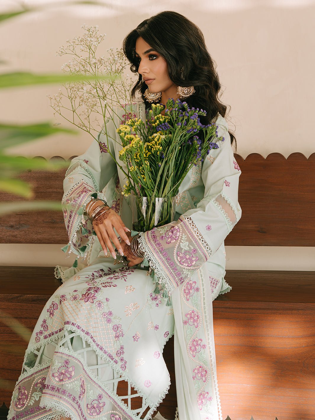 Mahnur | Shanaya Luxury Lawn 25 | Hooriya-Brand:Mahnur-Type:Ladies Clothes-Aqua Blue-Lawn-House of Maryam- Buy in UK, USA