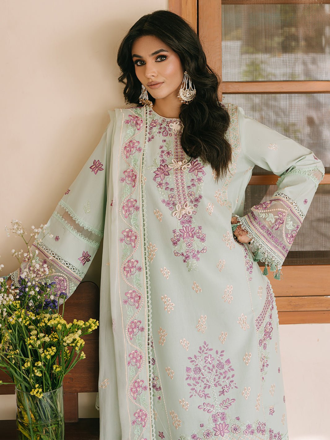 Mahnur | Shanaya Luxury Lawn 25 | Hooriya-Brand:Mahnur-Type:Ladies Clothes-Aqua Blue-Lawn-House of Maryam- Buy in UK, USA