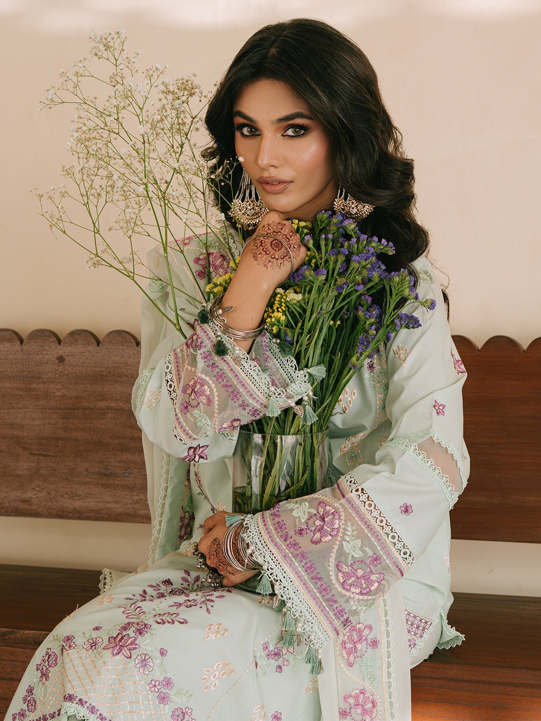 Mahnur | Shanaya Luxury Lawn 25 | Hooriya-Brand:Mahnur-Type:Ladies Clothes-Aqua Blue-Lawn-House of Maryam- Buy in UK, USA