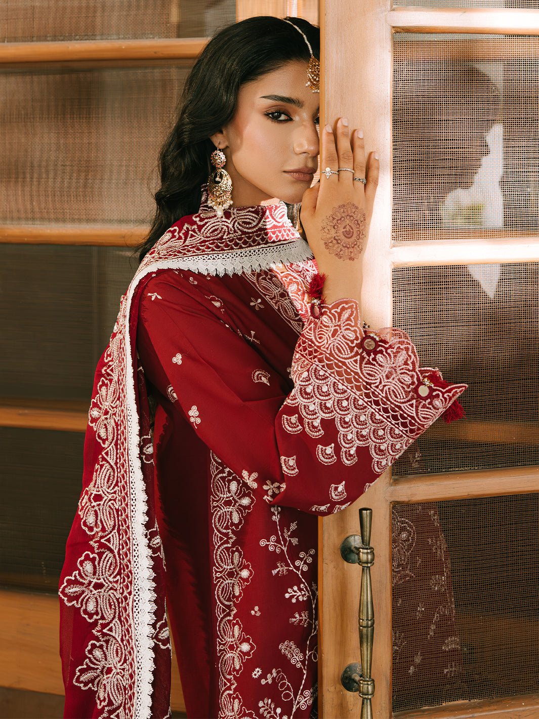 Mahnur | Shanaya Luxury Lawn 25 | Mehrosh-Brand:Mahnur-Type:Ladies Clothes-Maroon-Lawn-House of Maryam- Buy in UK, USA