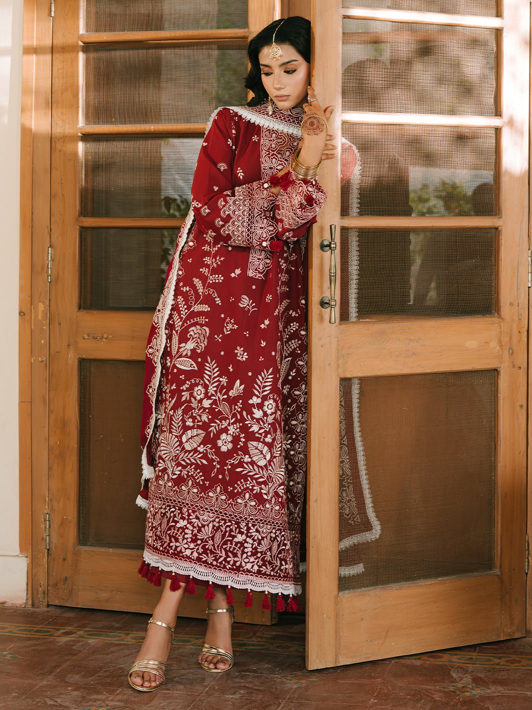 Mahnur | Shanaya Luxury Lawn 25 | Mehrosh-Brand:Mahnur-Type:Ladies Clothes-Maroon-Lawn-House of Maryam- Buy in UK, USA