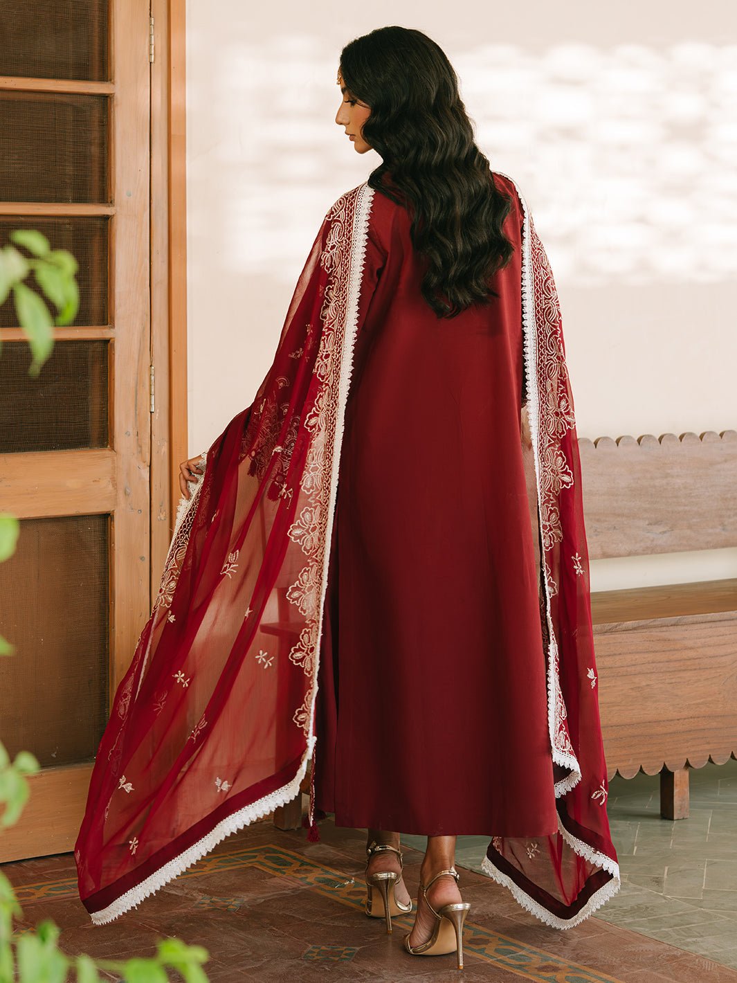 Mahnur | Shanaya Luxury Lawn 25 | Mehrosh-Brand:Mahnur-Type:Ladies Clothes-Maroon-Lawn-House of Maryam- Buy in UK, USA