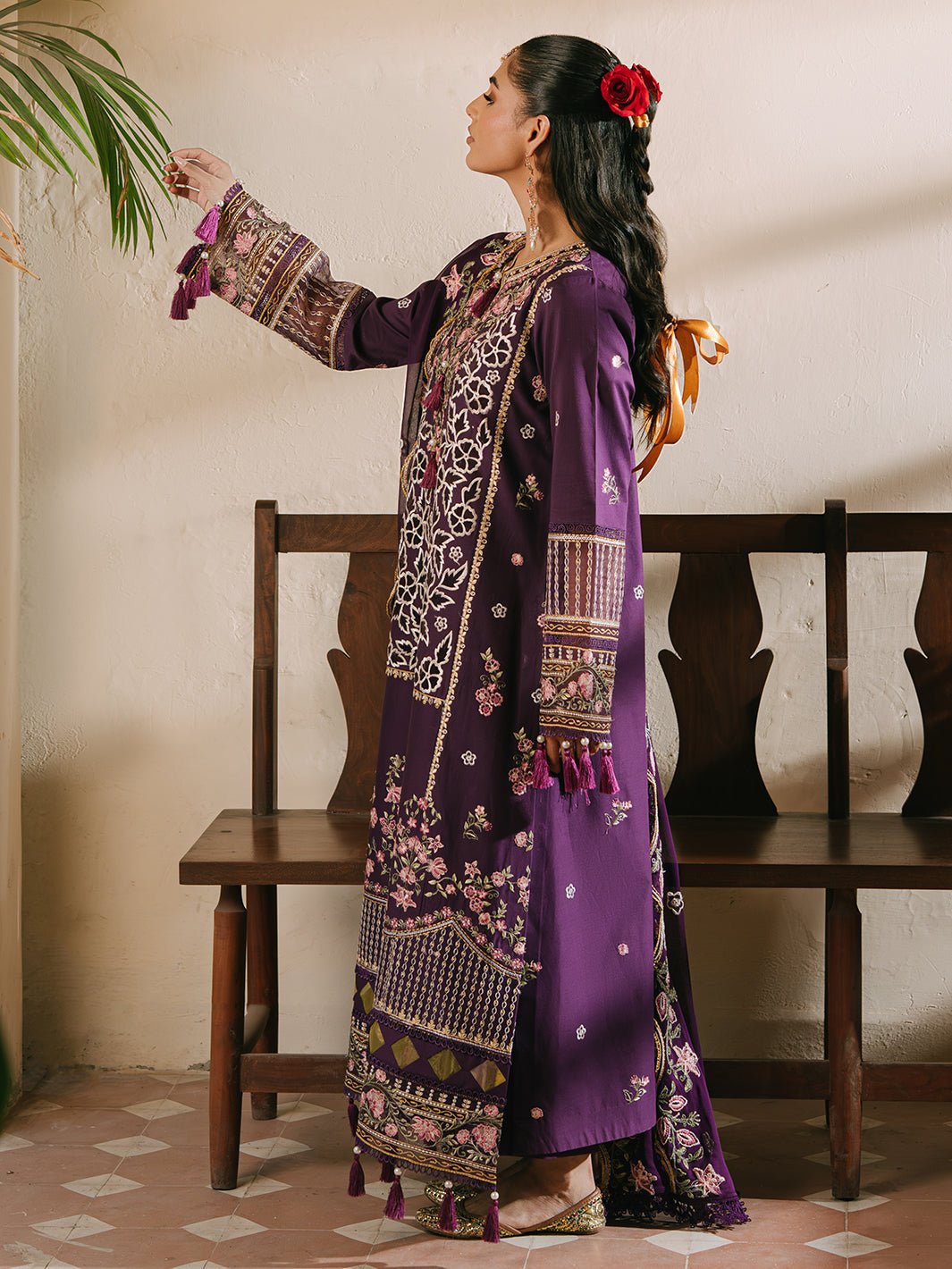 Mahnur | Shanaya Luxury Lawn 25 | Mehrunisa-Brand:Mahnur-Type:Ladies Clothes-Dark Purple-Lawn-House of Maryam- Buy in UK, USA