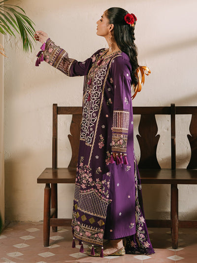 Mahnur | Shanaya Luxury Lawn 25 | Mehrunisa-Brand:Mahnur-Type:Ladies Clothes-Dark Purple-Lawn-House of Maryam- Buy in UK, USA