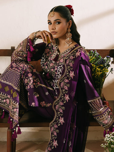 Mahnur | Shanaya Luxury Lawn 25 | Mehrunisa-Brand:Mahnur-Type:Ladies Clothes-Dark Purple-Lawn-House of Maryam- Buy in UK, USA