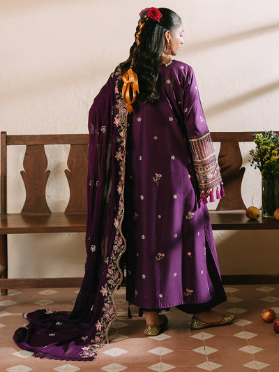 Mahnur | Shanaya Luxury Lawn 25 | Mehrunisa-Brand:Mahnur-Type:Ladies Clothes-Dark Purple-Lawn-House of Maryam- Buy in UK, USA