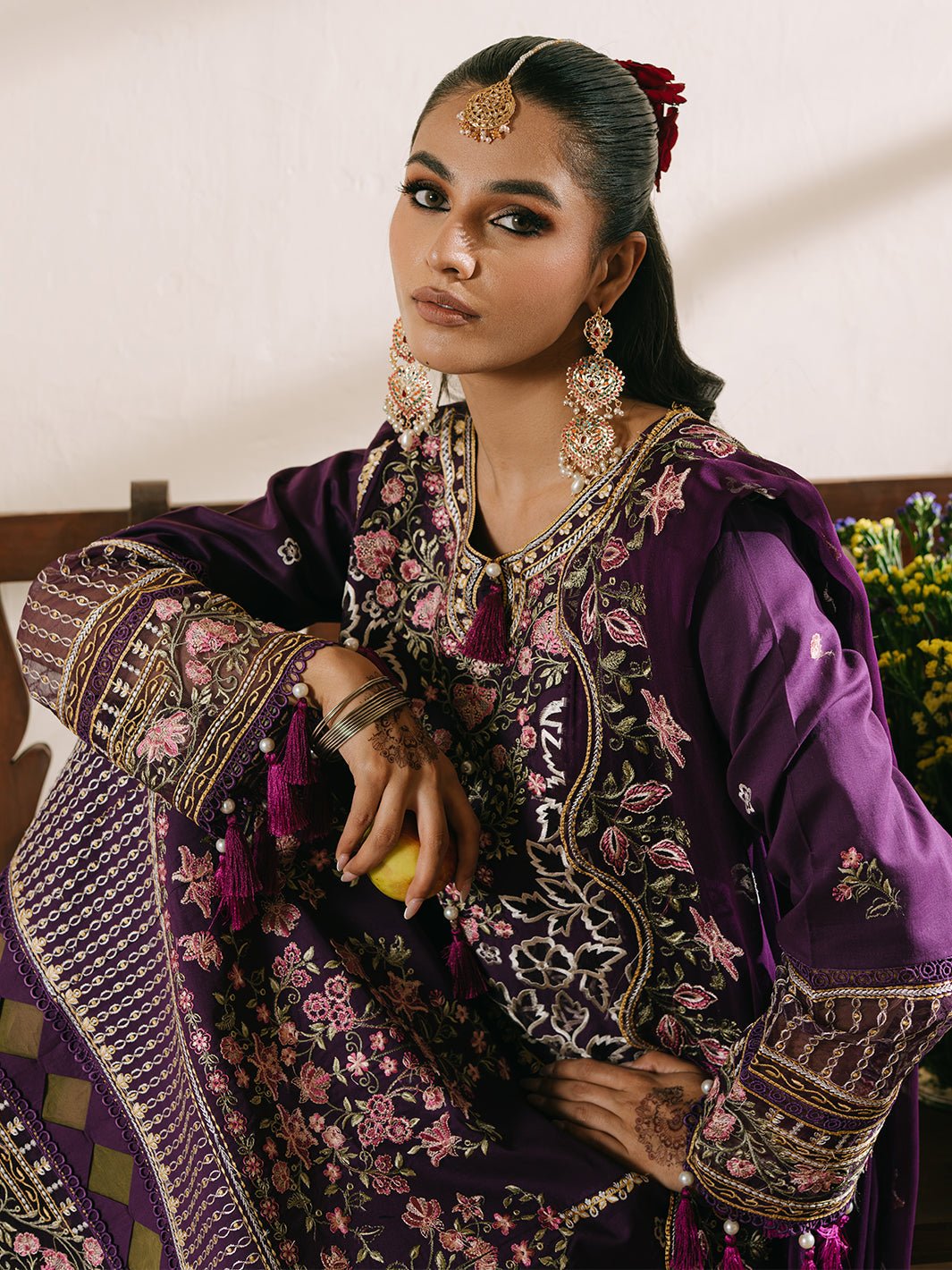 Mahnur | Shanaya Luxury Lawn 25 | Mehrunisa-Brand:Mahnur-Type:Ladies Clothes-Dark Purple-Lawn-House of Maryam- Buy in UK, USA