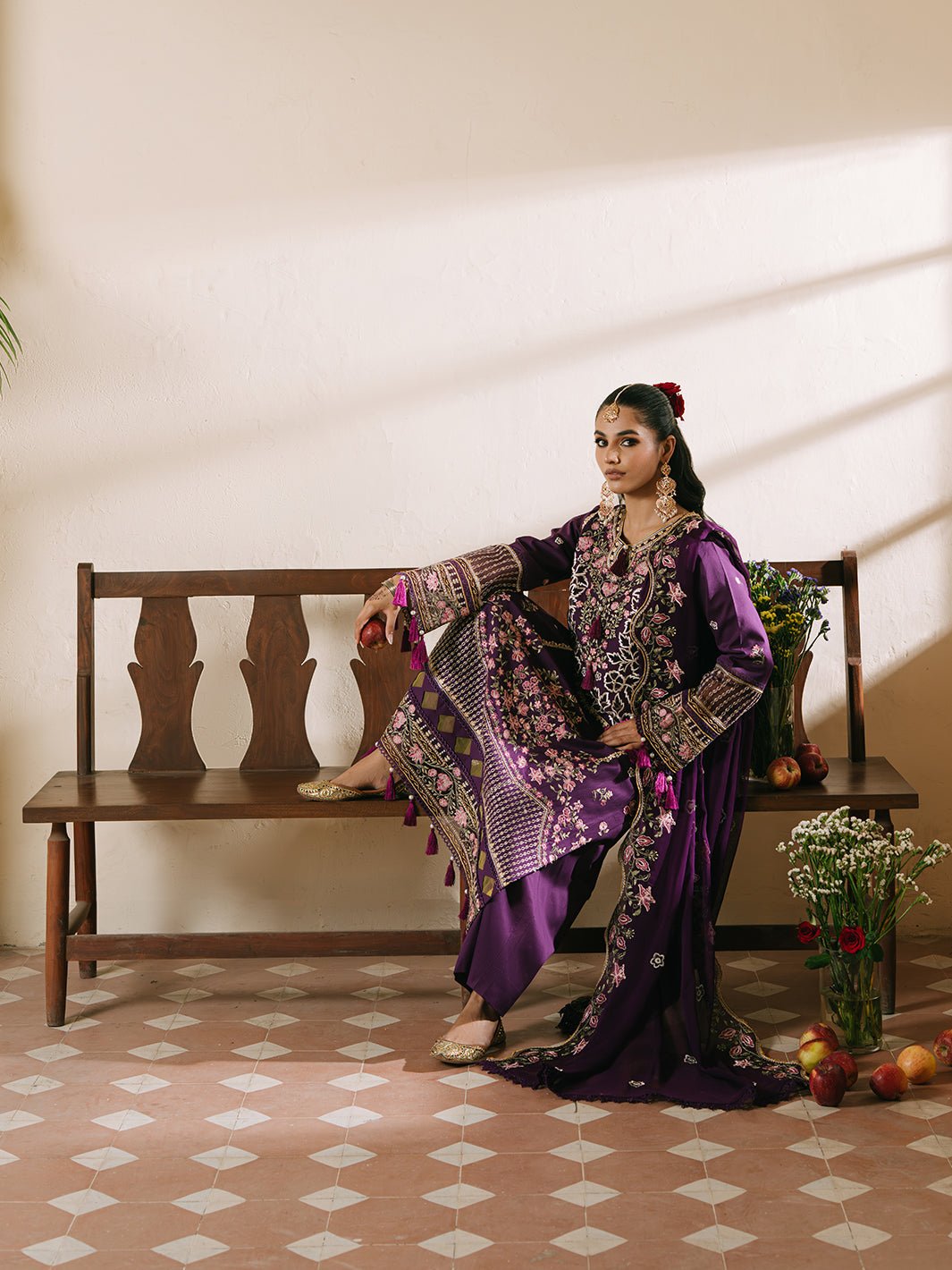 Mahnur | Shanaya Luxury Lawn 25 | Mehrunisa-Brand:Mahnur-Type:Ladies Clothes-Dark Purple-Lawn-House of Maryam- Buy in UK, USA