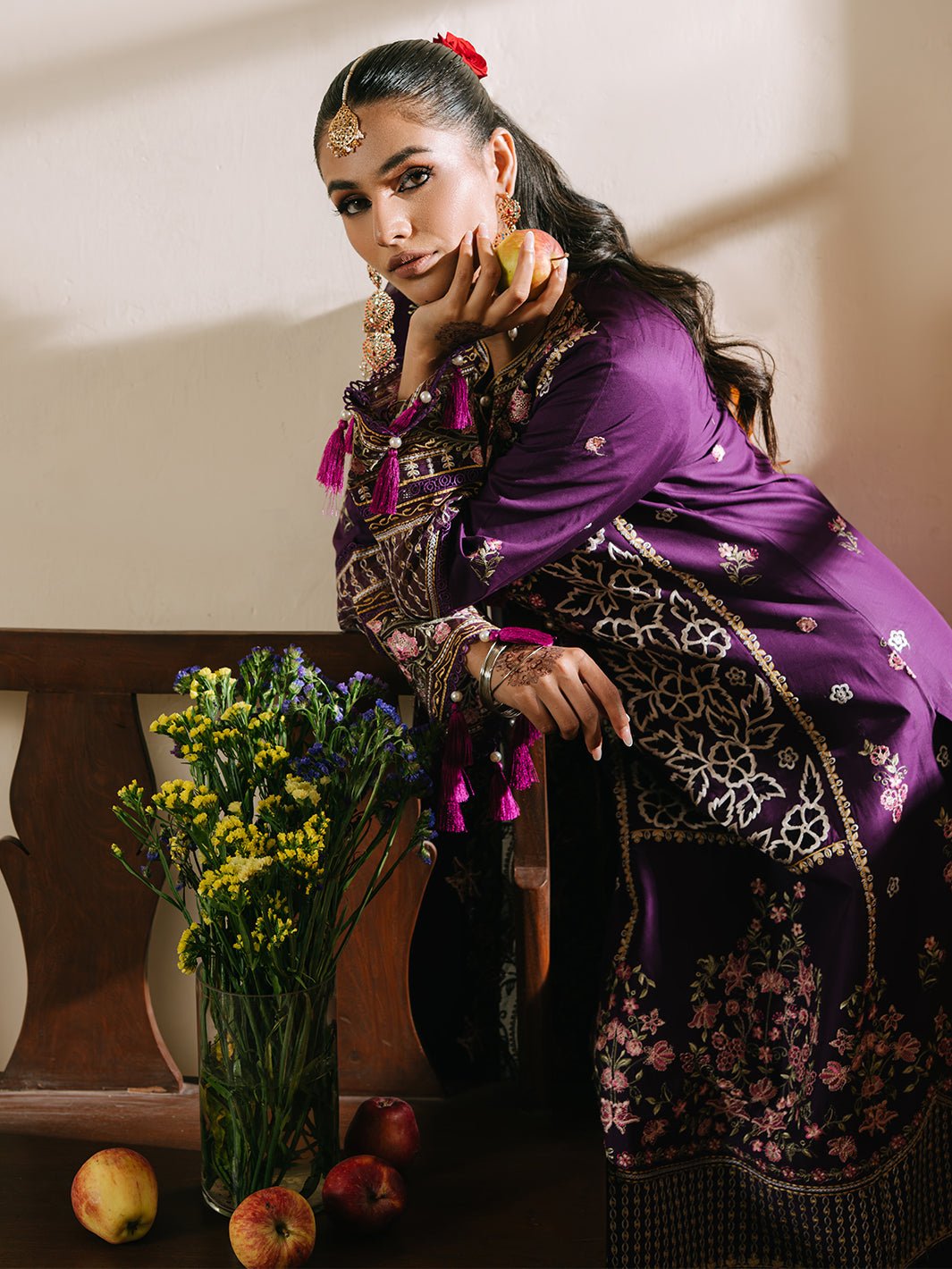 Mahnur | Shanaya Luxury Lawn 25 | Mehrunisa-Brand:Mahnur-Type:Ladies Clothes-Dark Purple-Lawn-House of Maryam- Buy in UK, USA