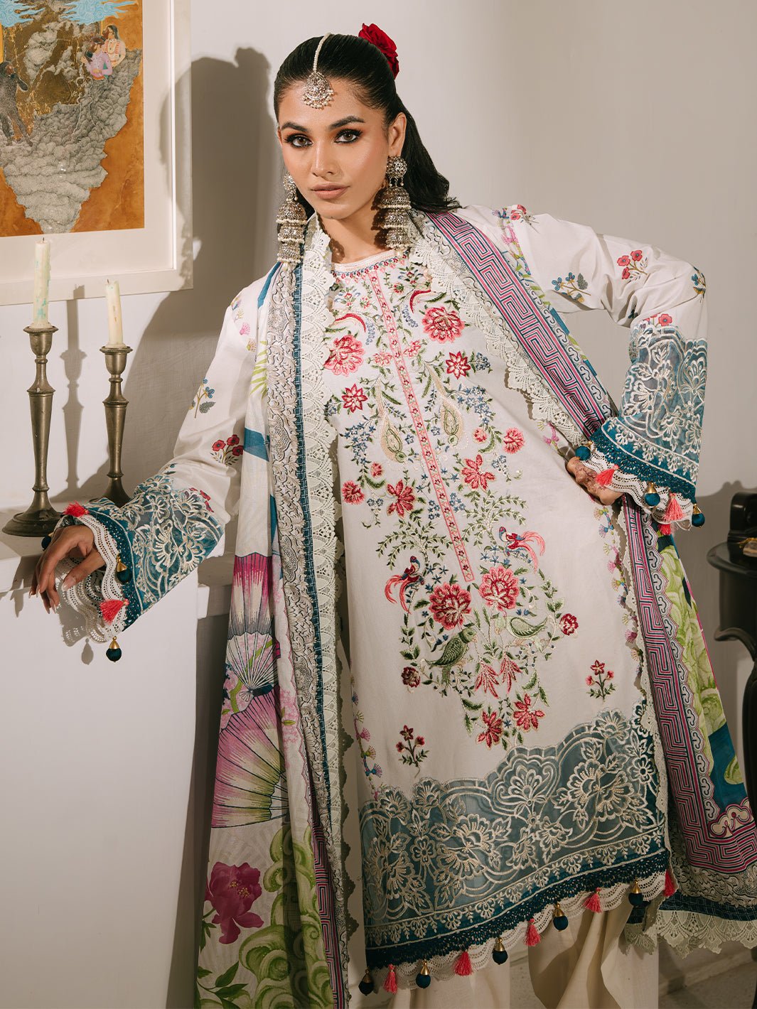 Mahnur | Shanaya Luxury Lawn 25 | Rangrez-Brand:Mahnur-Type:Ladies Clothes-White-Lawn-House of Maryam- Buy in UK, USA