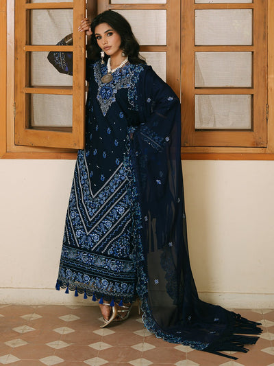 Mahnur | Shanaya Luxury Lawn 25 | Shahmina-Brand:Mahnur-Type:Ladies Clothes-Deep Blue-Lawn-House of Maryam- Buy in UK, USA