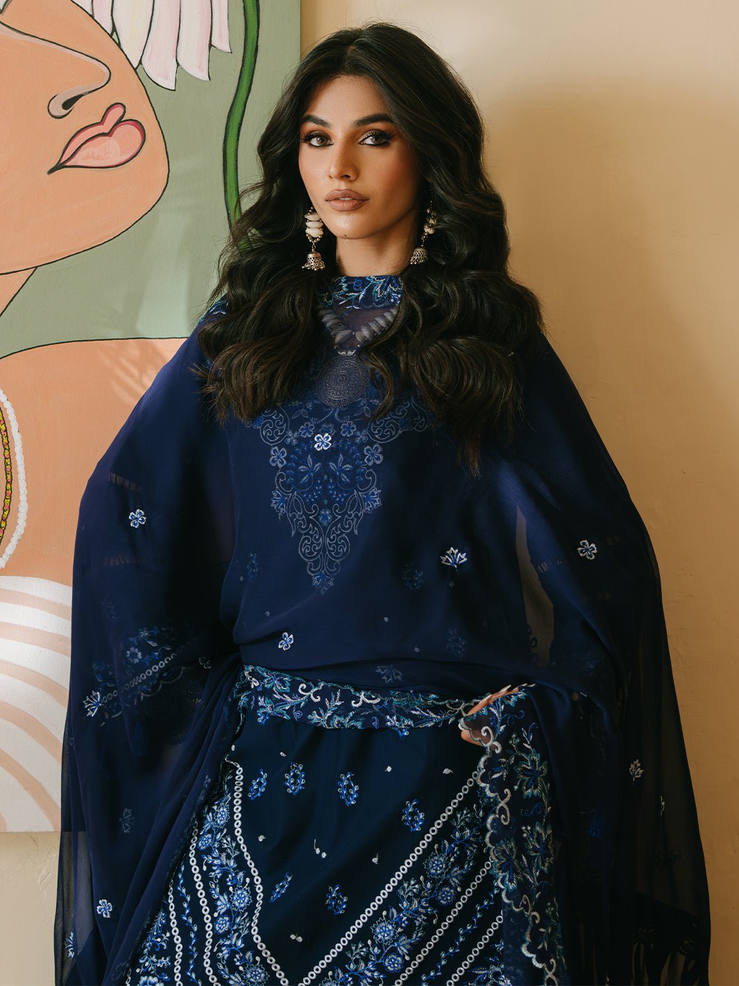 Mahnur | Shanaya Luxury Lawn 25 | Shahmina-Brand:Mahnur-Type:Ladies Clothes-Deep Blue-Lawn-House of Maryam- Buy in UK, USA