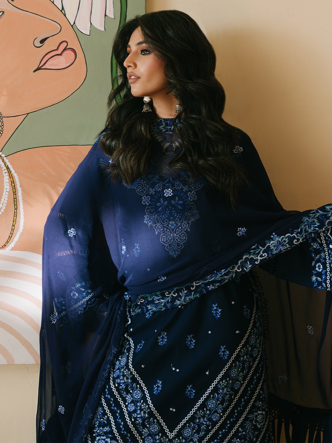 Mahnur | Shanaya Luxury Lawn 25 | Shahmina-Brand:Mahnur-Type:Ladies Clothes-Deep Blue-Lawn-House of Maryam- Buy in UK, USA