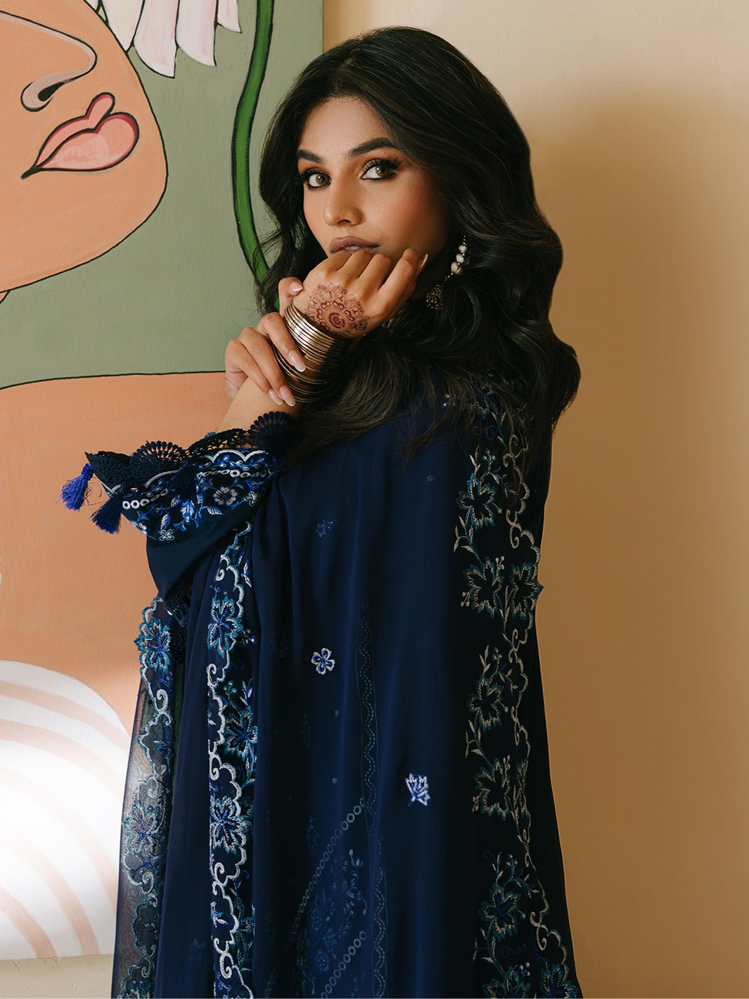 Mahnur | Shanaya Luxury Lawn 25 | Shahmina-Brand:Mahnur-Type:Ladies Clothes-Deep Blue-Lawn-House of Maryam- Buy in UK, USA
