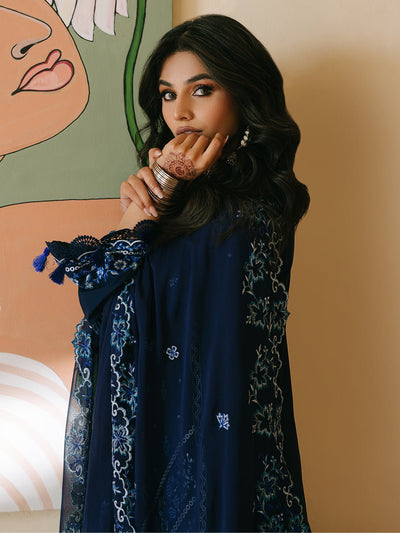 Mahnur | Shanaya Luxury Lawn 25 | Shahmina-Brand:Mahnur-Type:Ladies Clothes-Deep Blue-Lawn-House of Maryam- Buy in UK, USA