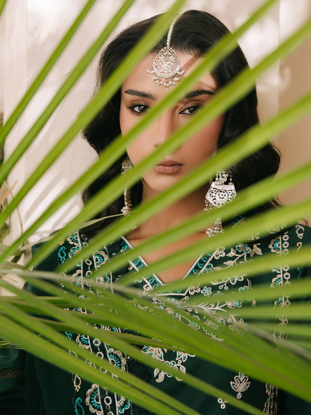 Mahnur | Shanaya Luxury Lawn 25 | Siyahgul-Brand:Mahnur-Type:Ladies Clothes-Bottle Green-Lawn-House of Maryam- Buy in UK, USA