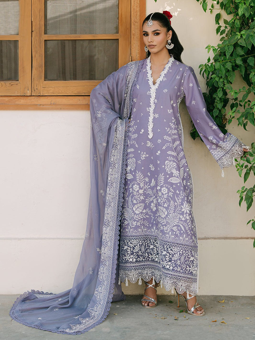 Mahnur | Shanaya Luxury Lawn 25 | Zoee-Brand:Mahnur-Type:Ladies Clothes-Lilac Gray-Lawn-House of Maryam- Buy in UK, USA
