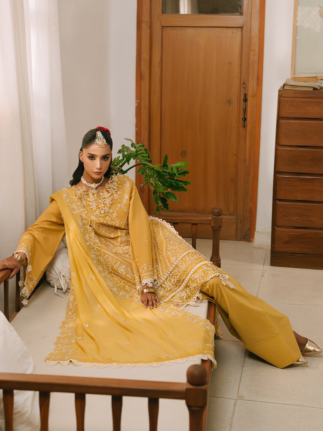 Mahnur | Shanaya Luxury Lawn 25 | Zunaira-Brand:Mahnur-Type:Ladies Clothes-Saffron-Lawn-House of Maryam- Buy in UK, USA