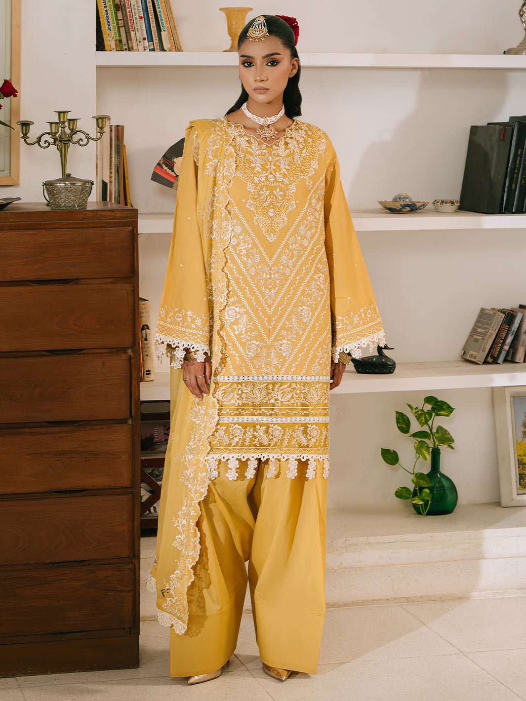 Mahnur | Shanaya Luxury Lawn 25 | Zunaira-Brand:Mahnur-Type:Ladies Clothes-Saffron-Lawn-House of Maryam- Buy in UK, USA