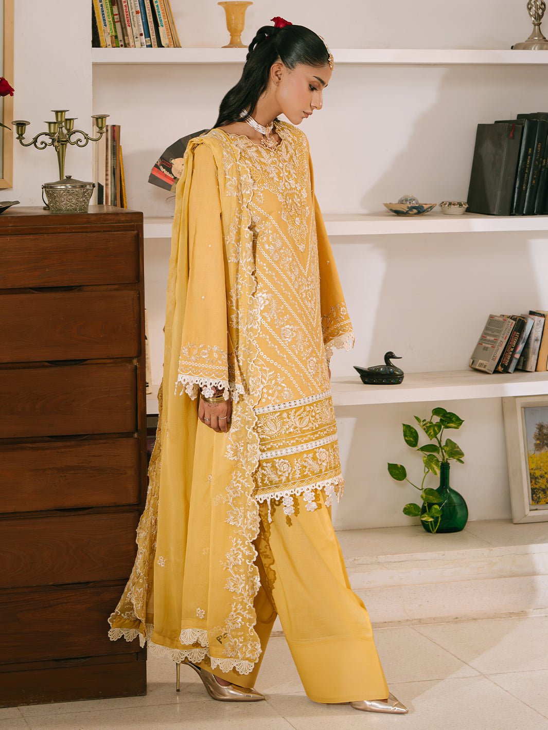 Mahnur | Shanaya Luxury Lawn 25 | Zunaira-Brand:Mahnur-Type:Ladies Clothes-Saffron-Lawn-House of Maryam- Buy in UK, USA
