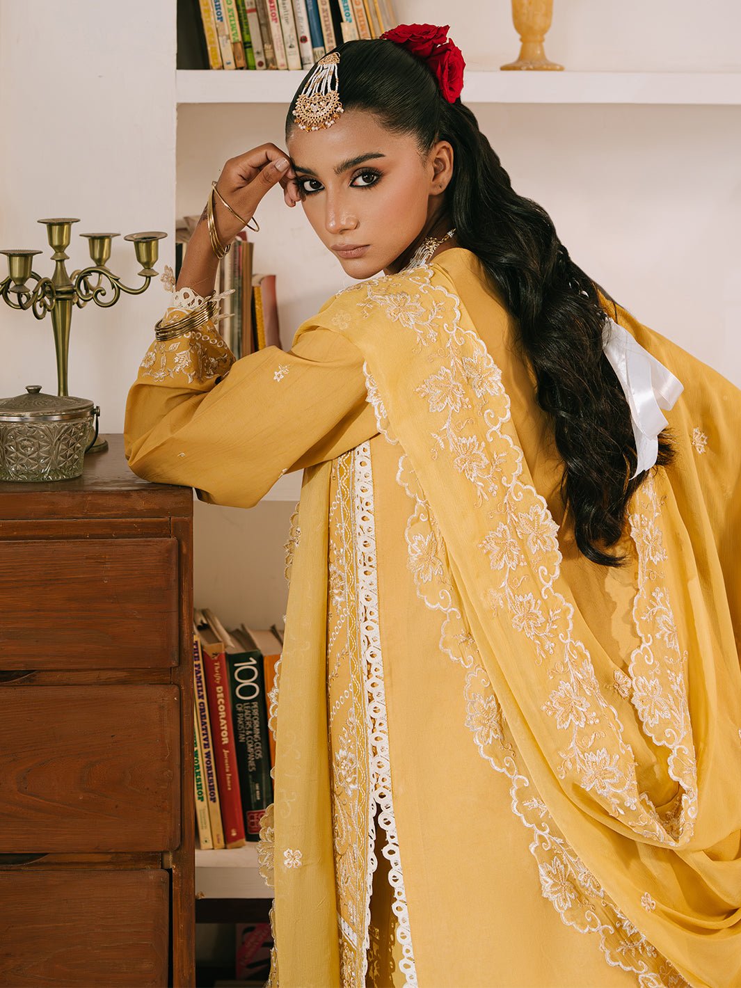 Mahnur | Shanaya Luxury Lawn 25 | Zunaira-Brand:Mahnur-Type:Ladies Clothes-Saffron-Lawn-House of Maryam- Buy in UK, USA