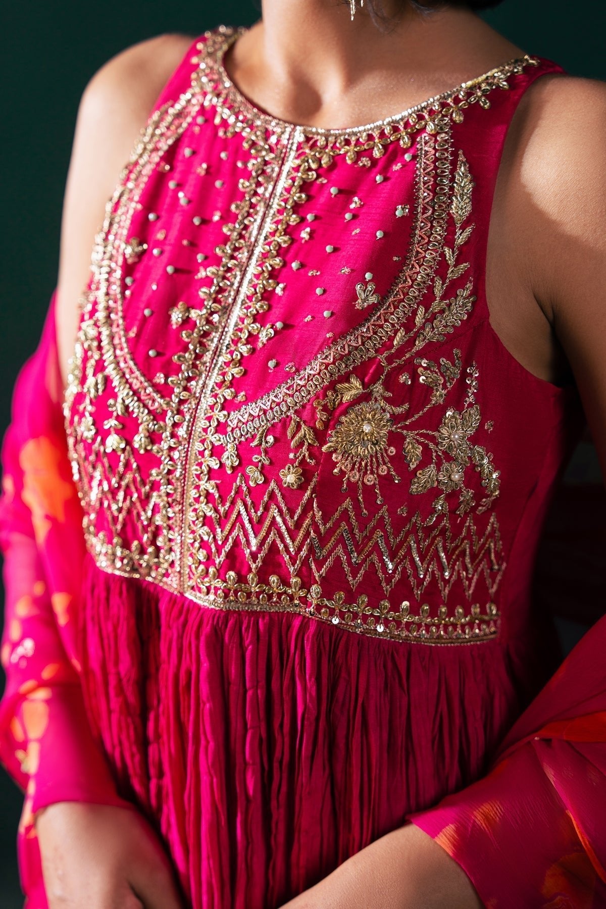 Malook | Rashq e Qamar | Jahanara-Brand:Malook-Type:Luxury-Hot Pink-Raw Silk-House of Maryam- Buy in UK, USA