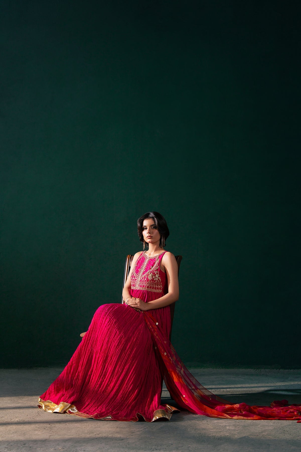 Malook | Rashq e Qamar | Jahanara-Brand:Malook-Type:Luxury-Hot Pink-Raw Silk-House of Maryam- Buy in UK, USA