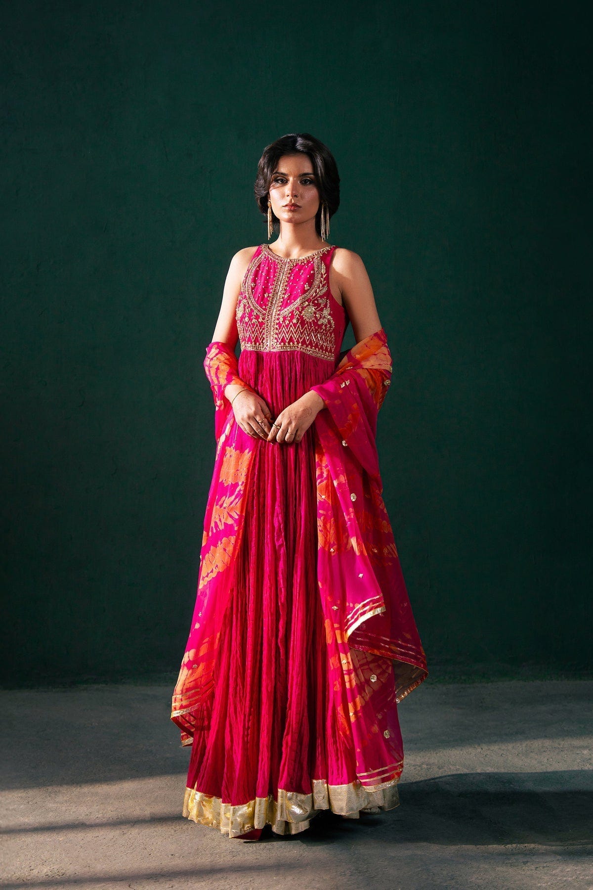 Malook | Rashq e Qamar | Jahanara-Brand:Malook-Type:Luxury-Hot Pink-Raw Silk-House of Maryam- Buy in UK, USA