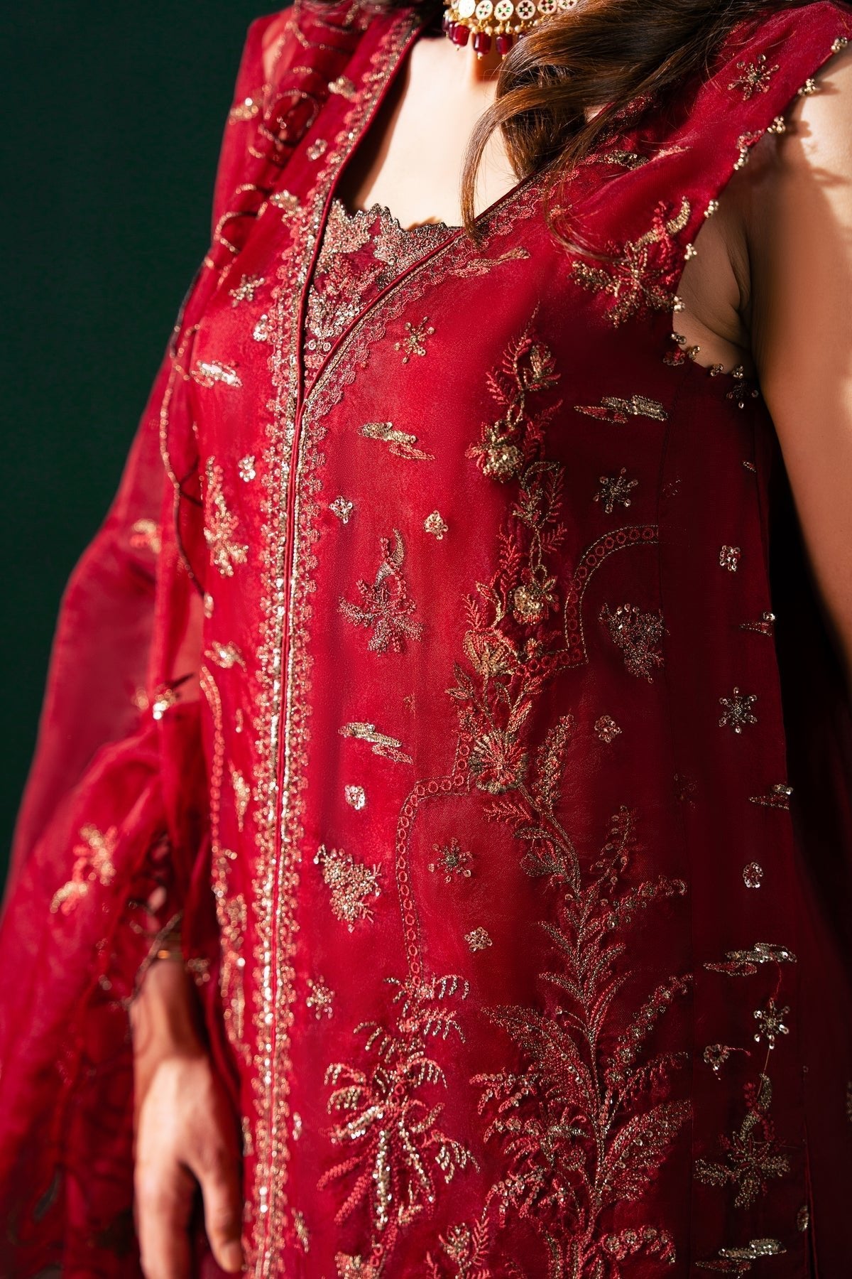 Malook | Rashq e Qamar | Serena-Brand:Malook-Type:Ladies Clothes-Maroon-Organza-House of Maryam- Buy in UK, USA