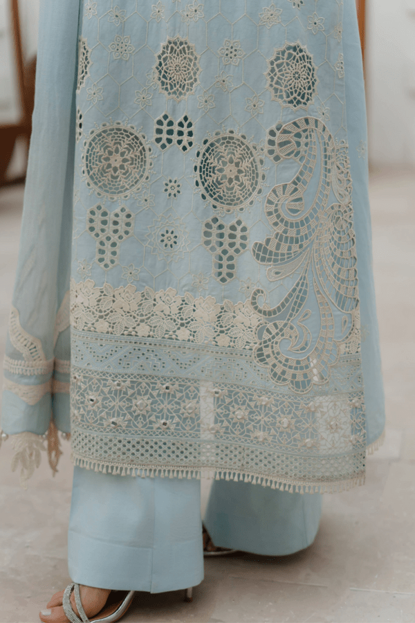 Manara | Eid Pret Collection 26 | DAFFODIL-Brand:Manara-Type:Ladies Clothes-Sky Blue-Schiffli-House of Maryam- Buy in UK, USA