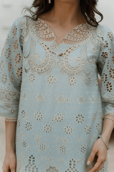 Manara | Eid Pret Collection 26 | DAFFODIL-Brand:Manara-Type:Ladies Clothes-Sky Blue-Schiffli-House of Maryam- Buy in UK, USA